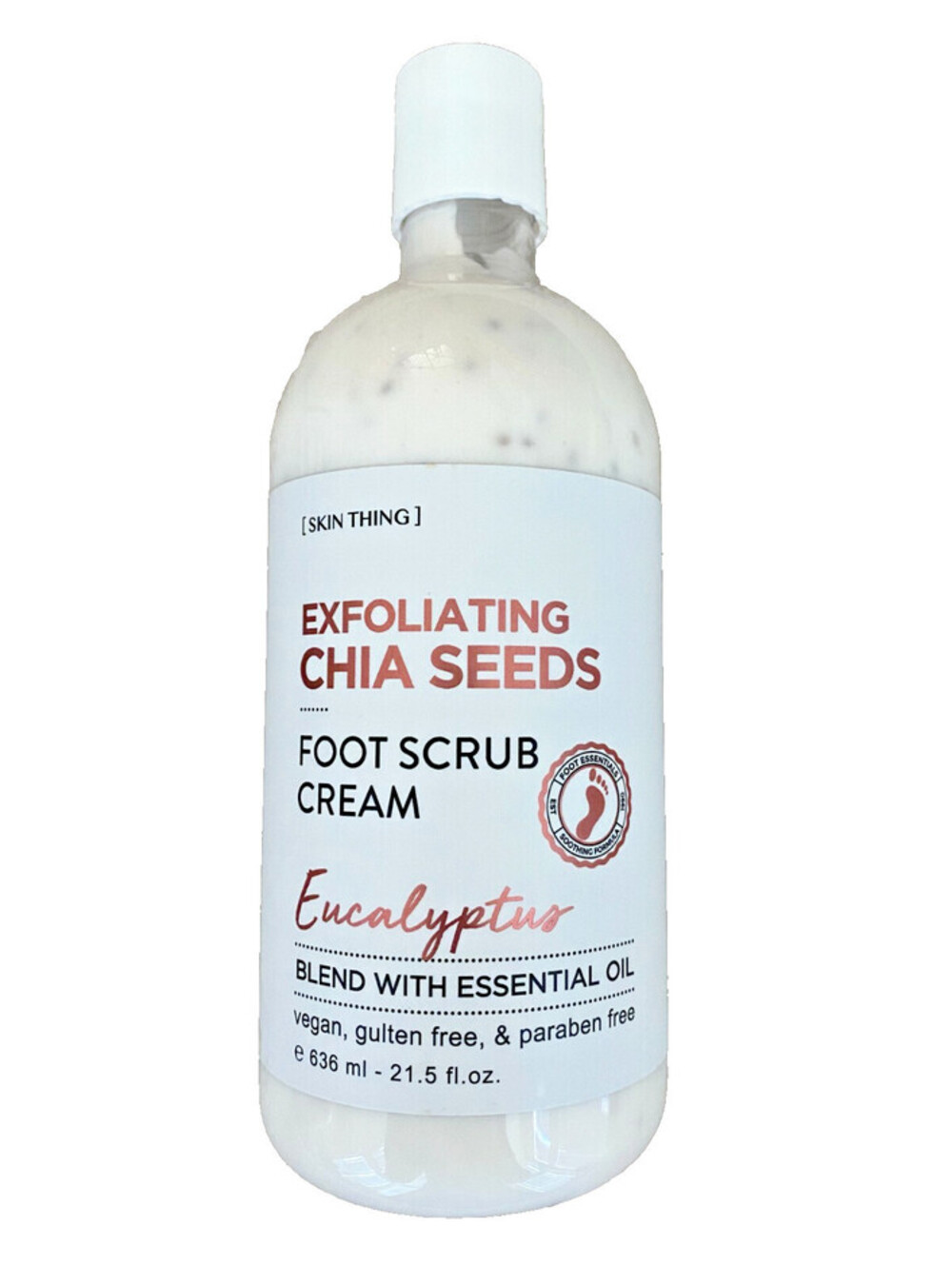 NEW Skin Thing Home & Body Company Foot Cream Scrub Eucalyptus Chia Seed 21.5 oz
